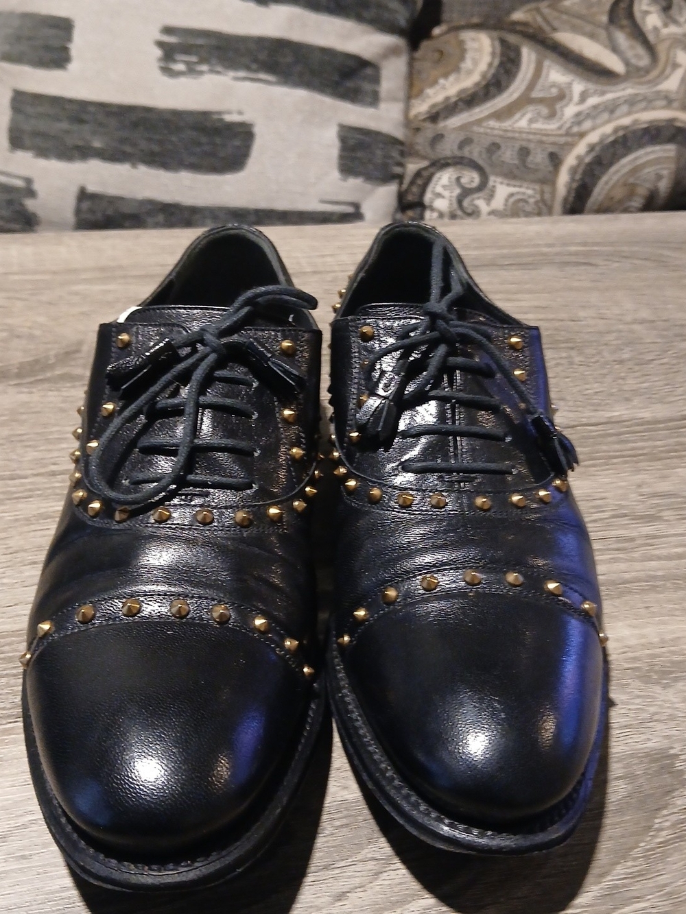 Gucci Betis Glamour Studded Black Leather Oxfords Sz 39.5 IT (US Women's 9.5) - Picture 6 of 16
